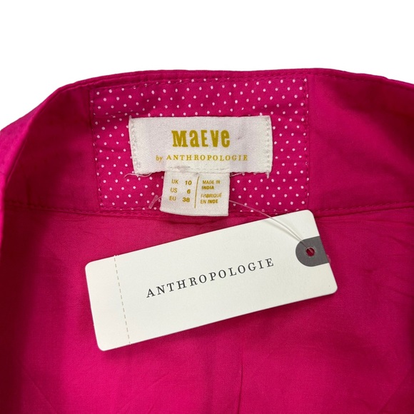 Maeve Anthropologie Skirt Size UK 10 A-Line Fuchsia Pink Cotton RRP £80 - Picture 4 of 4